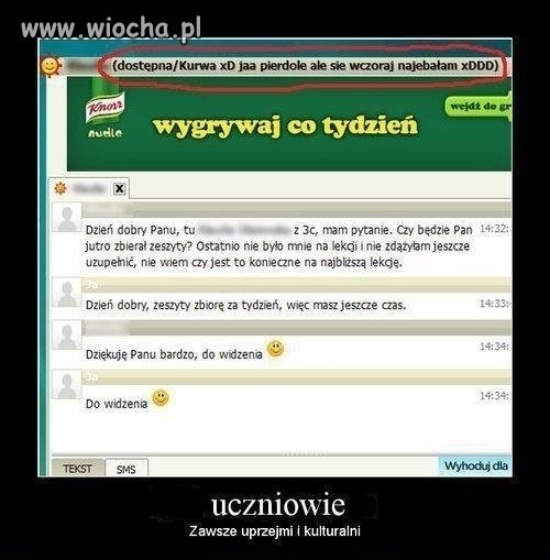 Uczennica jak zawsze uprzejma i kulturalna
