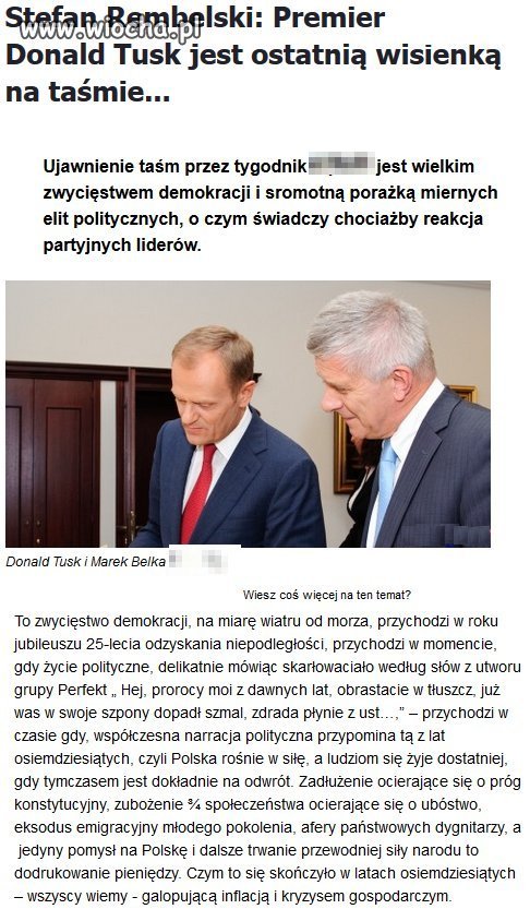 Ostatni wywiad premiera w sprawie "taśm" był..