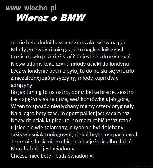 Wiersz o BMW