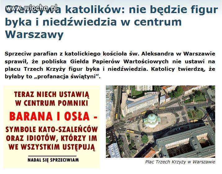 Byk i niedźwiedź obrażają katolików!