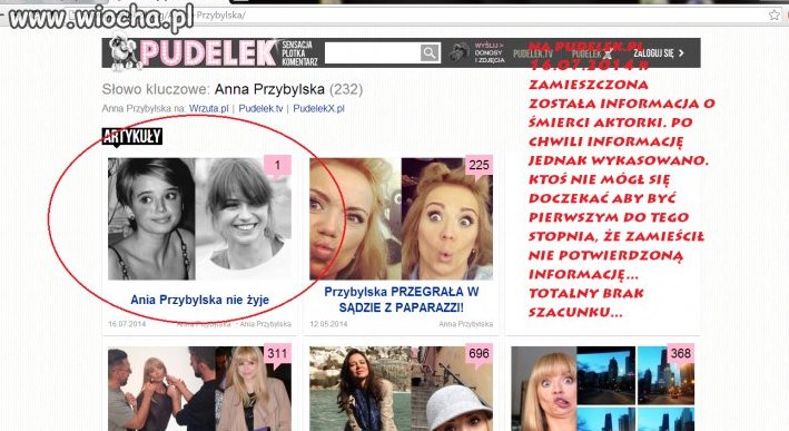 Zamieszczono niepewną informację o śmierci aktorki