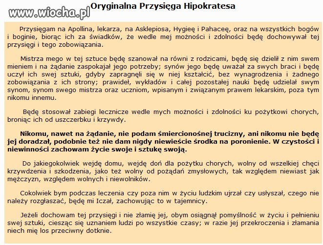 To teraz na co przysięgają Lekarze?