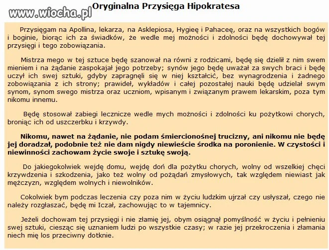 To teraz na co przysięgają Lekarze?