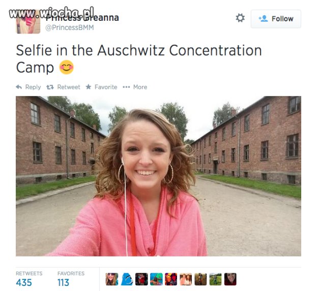 Nastolatka robi sobie selfie w Auschwitz!