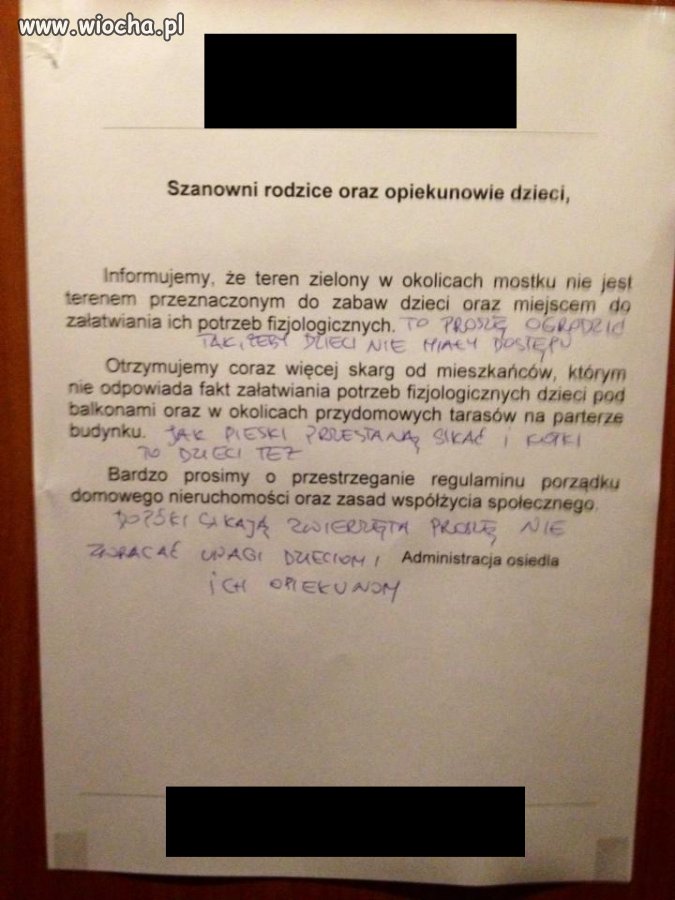 Srające pod balkonami dzieci i pieski...