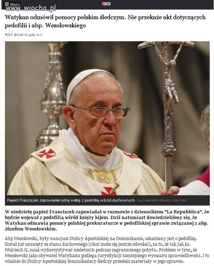 Tak wojuje z pedofilią Franciszek... 