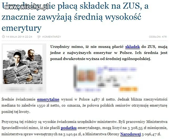 Składek nie płacą, ale emerytury będą mieli