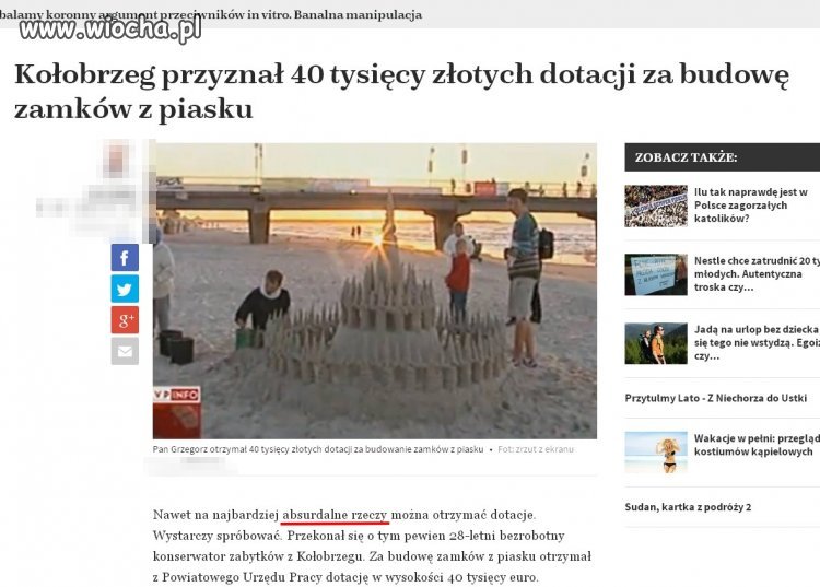 40 tysięcy dotacji na budowę zamków z piasku...