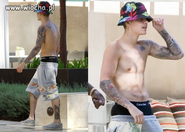 Bieber chodzi po ulicy bez koszulki