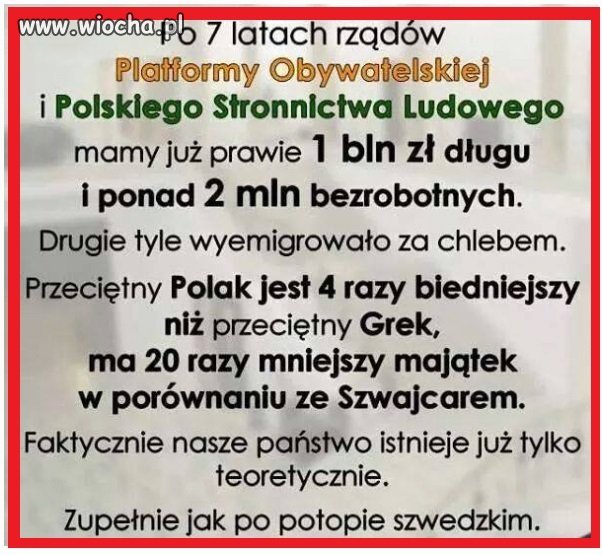 1 BLN długu i 2 MLN bezrobotnych