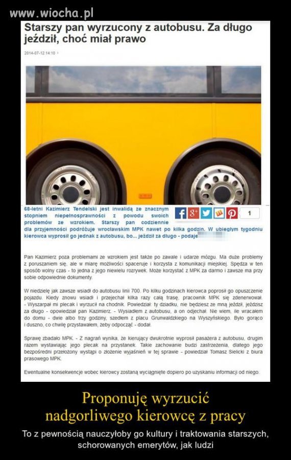 Kierowca nie powinien był go wypraszać
