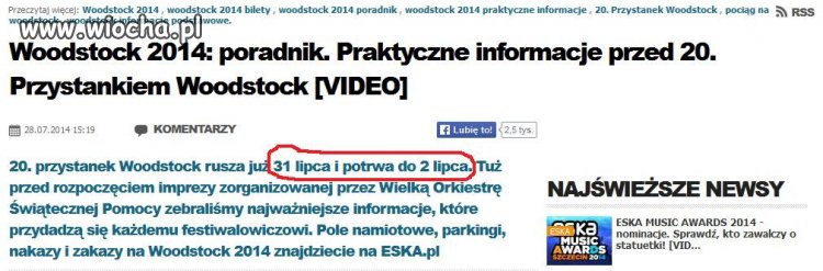 Woodstock 2014 pierwszy raz tak długo 