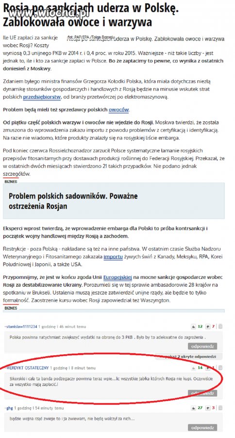 Rosja zablokowała polskie owoce i warzywa.