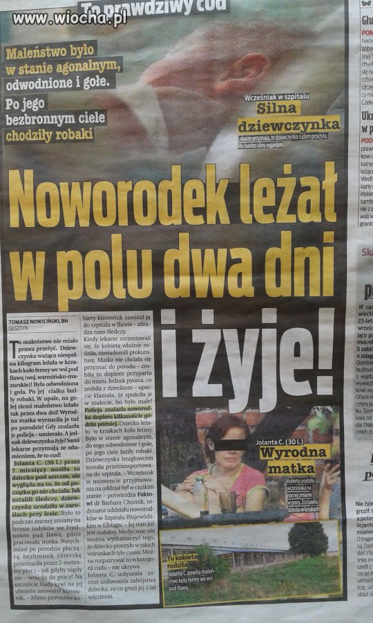 Kolejna tragedia ledwo narodzonego dziecka.