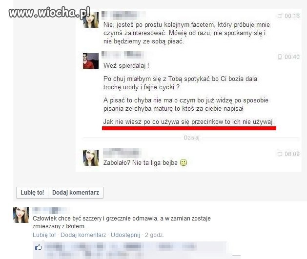 Ona udaje cnotkę, a on cham...