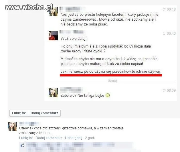 Ona udaje cnotkę, a on cham...