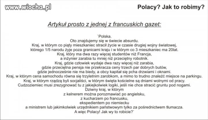 Polacy! Jak my to robimy???