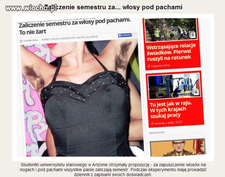 Zaliczenie semestru za... włosy pod pachami