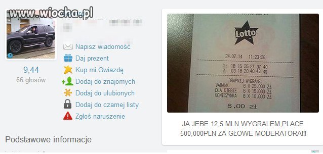 Pochwalił się wygraną na fotce