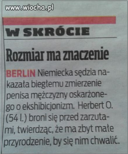 Sędzina nakazuje biegłemu mierzyć przyrodzenie.