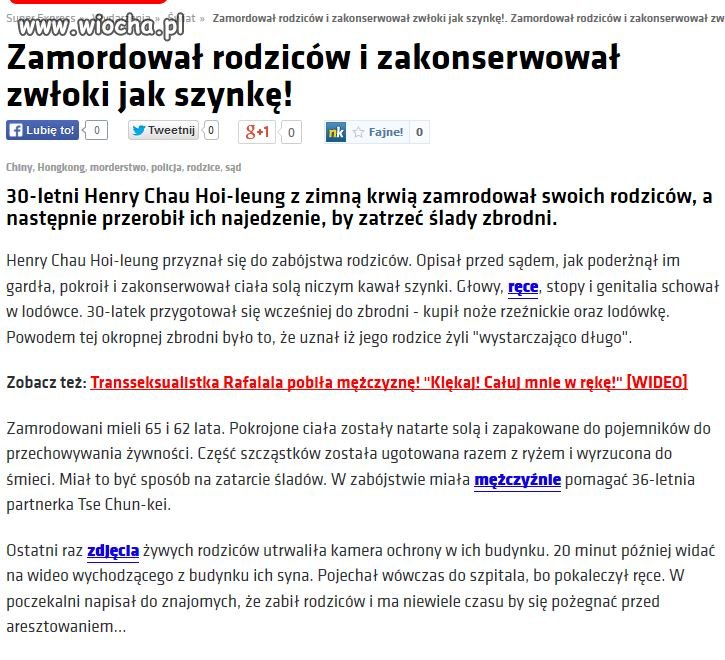 Chińczyk zamordował rodziców