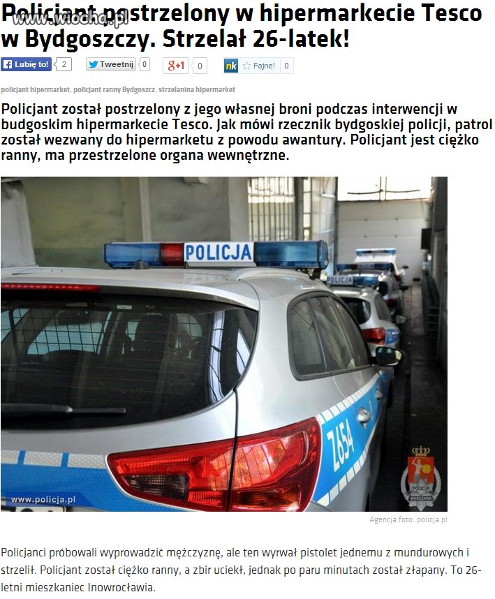 Postrzelił policjanta.
