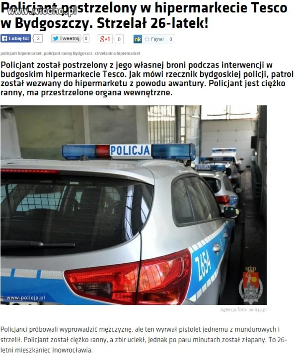 Postrzelił policjanta.