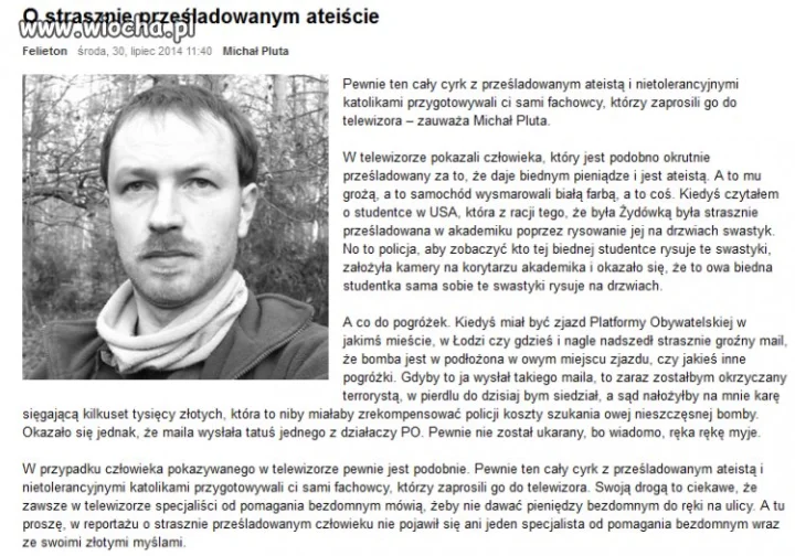 Bajka o strasznie prześladowanym ateiście