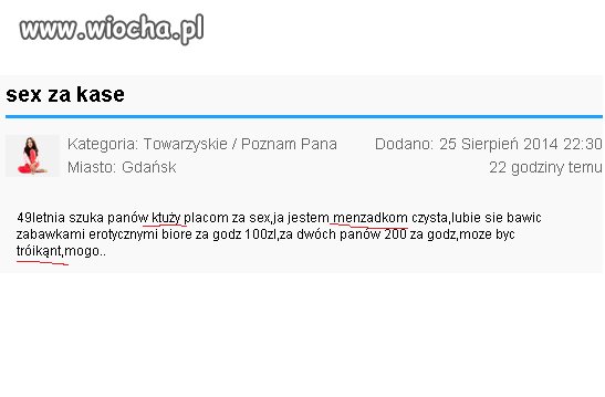 Ogłoszenie 49 latki.