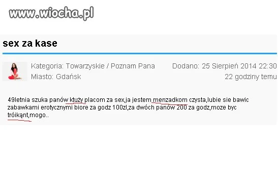 Ogłoszenie 49 latki.