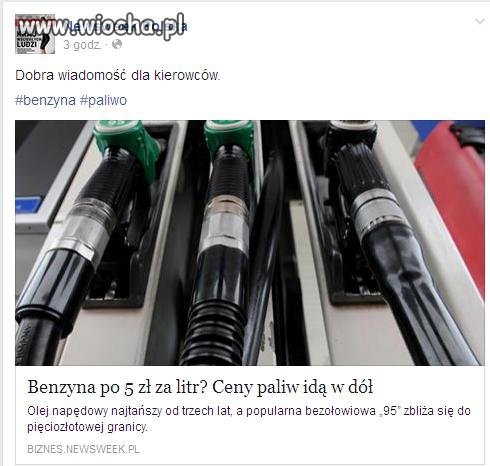 Idą wybory cena paliwa idzie w dół .