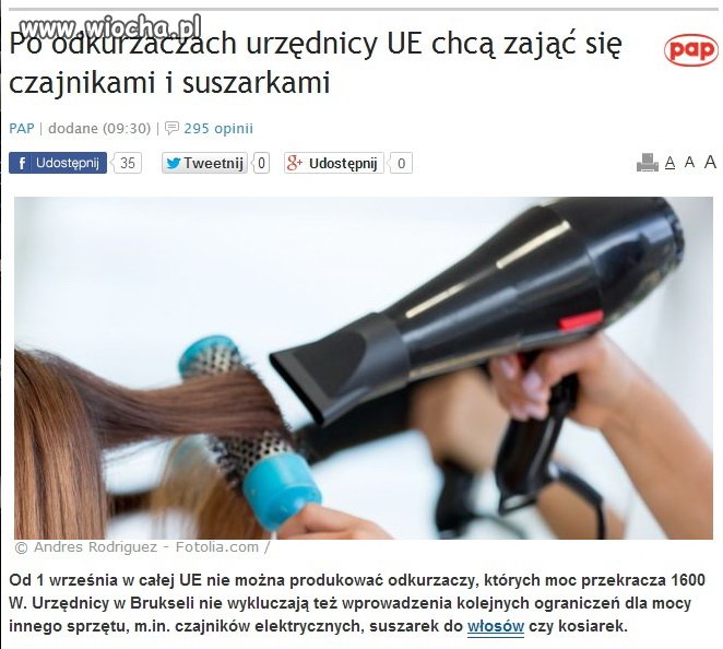 Po odkurzaczach urzędnicy UE chcą zająć się czajnikami i suszarkami