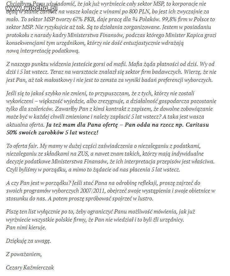List otwarty do DONALDA TUSKA