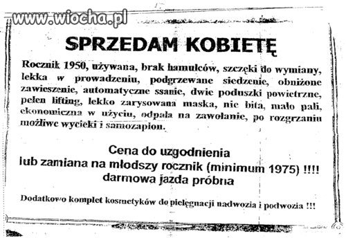 Sprzedam kobietę..