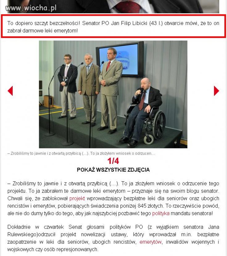 Dokonania Senatora Jana Filipa Libickiego (PO)