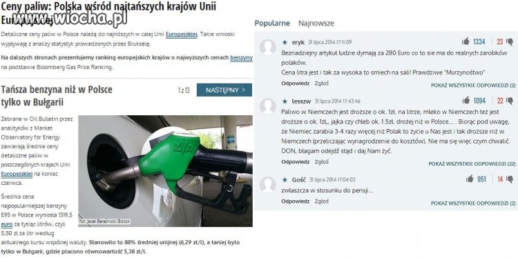 Paliwo w Polsce najtańsze ...