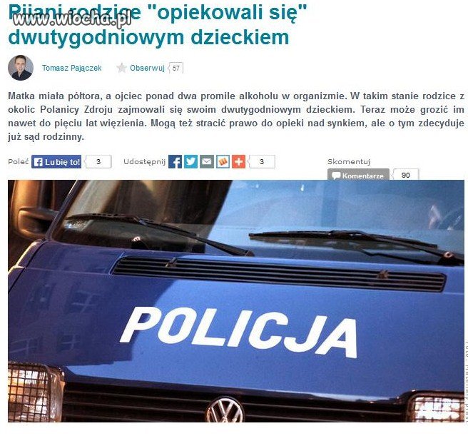 Pijani rodzice i dwutygodniowe dziecko.