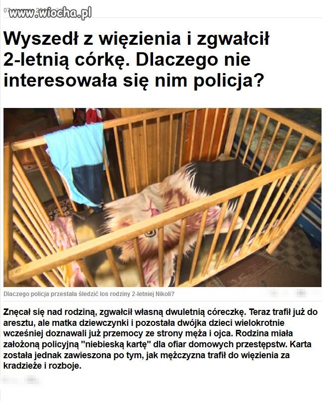 Zwyrodniały ojciec zgwałcił swoją 2 letnią córkę