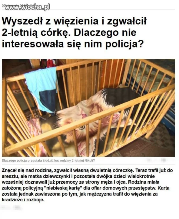 Zwyrodniały ojciec zgwałcił swoją 2 letnią córkę