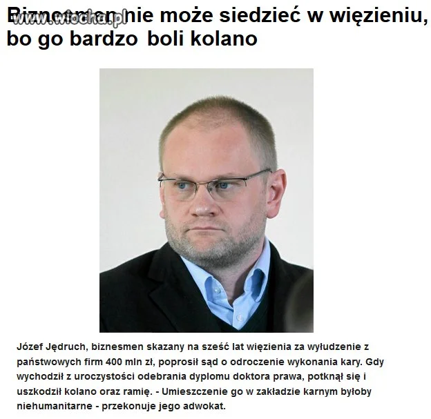 Ukradł 400 mln, ale nie pójdzie do pudła