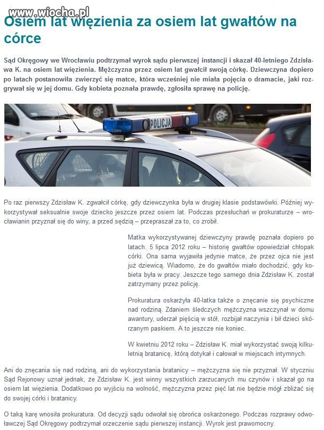 Za osiem lat piekła, jakie urządził córce 