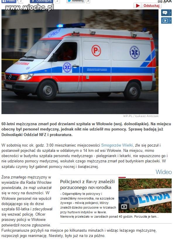 Personel nie wpuścił chorego mężczyzny
