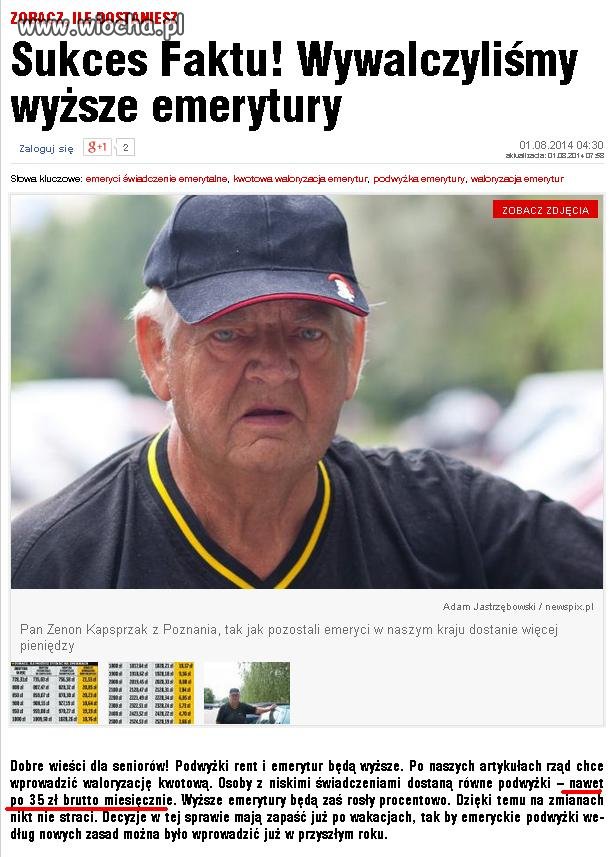 Co by ci biedni emeryci jedli gdyby nie Fakt ? 