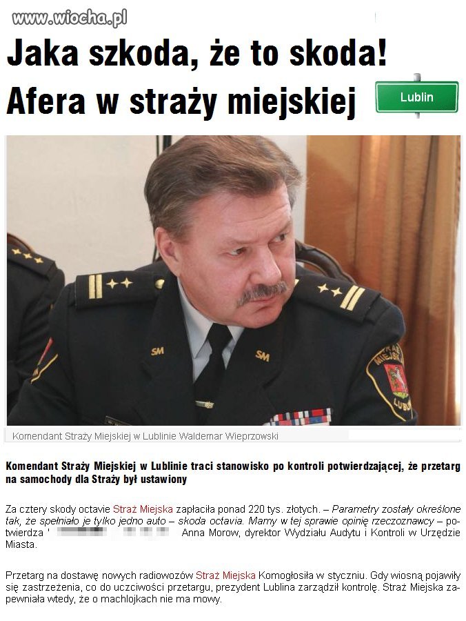Komendant stracił pracę za ustawiony przetarg 