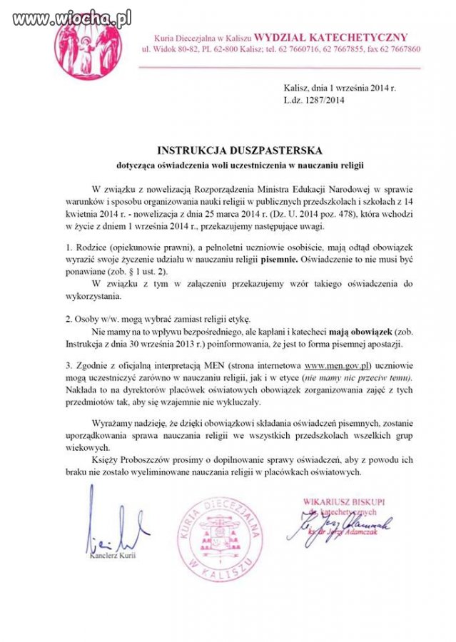 ... aby nie zostało wyeliminowane nauczanie religii