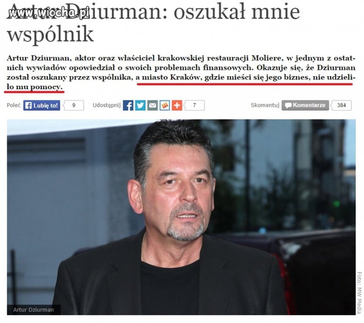 O zgrozo miasto mu nie dało pieniędzy 