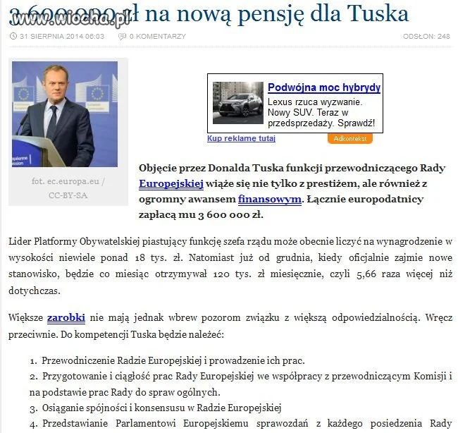 Nowe zarobki D.Tuska