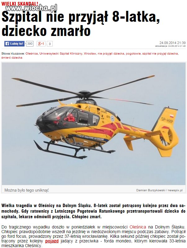 Szpital nie przyjął 8-latka 