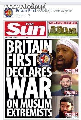 Britain First- pierwsza organizacja wypowiadająca.