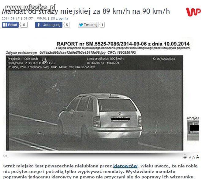 Ograniczenie 90 km/h jedziesz 89 a i tak mandat